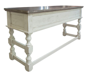 Stone - Sofa Table With Shelf - Antiqued Ivory / Weathered Gray