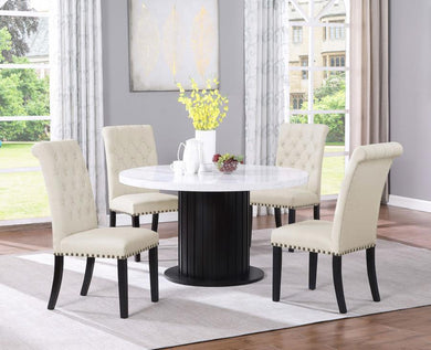 Sherry - Round Marble Top Dining Table Set