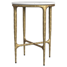 Load image into Gallery viewer, Baldwin - Round Marble Top Side Table - White And Gold