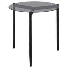 Load image into Gallery viewer, Rosalie - Round Smoked Glass Top End Table - Sandy Black