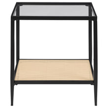 Load image into Gallery viewer, Amherst - Glass Top Metal with Cane Shelf End Table - Black