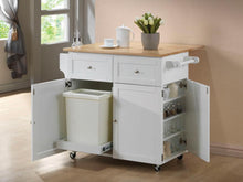 Load image into Gallery viewer, Jalen - 3 Door Mobile Kitchen Cart - Natural Brown And White