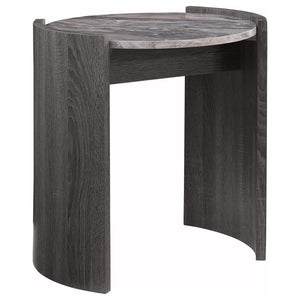 Gladstone - Round Faux Marble Top End Table - Distressed Gray