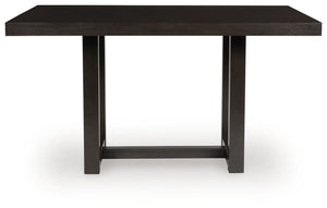 Neymorton - Dark Grayish Brown - 5 Pc. - Rectangular Dining Room Counter Table, 4 Barstools