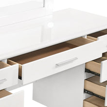 Load image into Gallery viewer, Felicity - 9-Drawer Vanity Table With Lighted Mirror - Glossy White