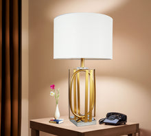 Load image into Gallery viewer, Table Lamp - Gold &amp; White