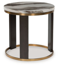 Load image into Gallery viewer, Jazmore - Brown / Brass Finish - Round End Table