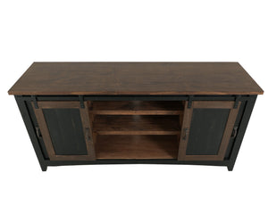 Pueblo Black - TV Stand / Console / Wall Unit - Black / Medium Brown
