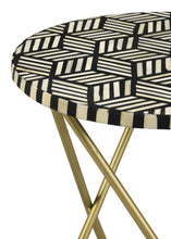 Load image into Gallery viewer, Xenia - Round Bone Inlay Accent Side Table - White And Gold