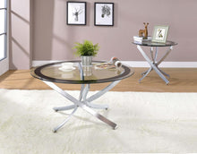 Load image into Gallery viewer, Brooke - Round Glass Top Side End Table Metal Base