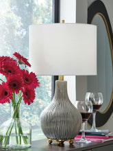 Load image into Gallery viewer, Judlen - Gray / Gold Finish - Ceramic Table Lamp