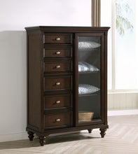 Load image into Gallery viewer, Andover - 6-Drawer Tempered Glass Door Chest - Dark Oak