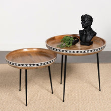 Load image into Gallery viewer, Ollie - 2 Piece Solid Wood Bone Inlay Nesting Table - Natural