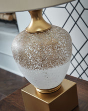 Load image into Gallery viewer, Tavisburg - Brown / White / Gold - Glass Table Lamp