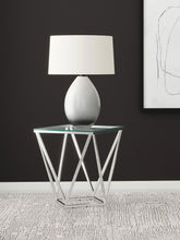 Load image into Gallery viewer, Brittania - Square Glass Top Geometric End Table - Nickel