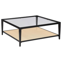 Load image into Gallery viewer, Amherst - Glass Top Metal with Cane Shelf Coffee Table - Black