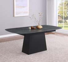 Load image into Gallery viewer, Potero - Faux Marble Extension Leaf Dining Table - Black