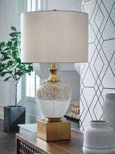 Load image into Gallery viewer, Tavisburg - Brown / White / Gold - Glass Table Lamp