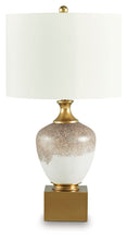 Load image into Gallery viewer, Tavisburg - Brown / White / Gold - Glass Table Lamp