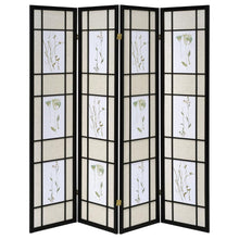 Load image into Gallery viewer, Catabella - 4-Panel Room Divider Folding Shoji Screen Floral - Black