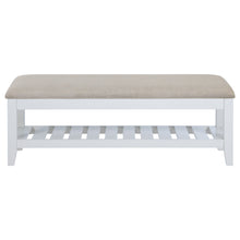 Load image into Gallery viewer, Bexhill - Upholstered Rectangular Bench with Shelf - White