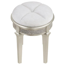 Load image into Gallery viewer, Evangeline - Upholstered Oval Vanity Stool Silver And Ivory - Silver Oak