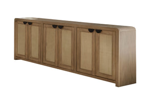 Escape - 90 In. Console With Reversible Panel Doors - Glazed Natural Oak Natural Cane