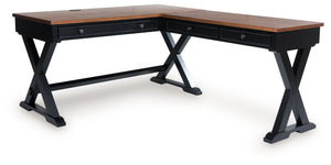 Wildenauer - Brown / Black - 4 Pc. - Home Office Desk And Return, Swivel Desk Chair, Bookcase