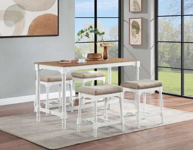 Martina - 5 Piece Rectangular Counter Height Dining Set - White