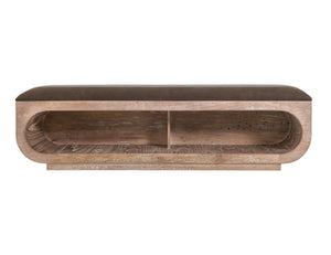 White Balam - Wooden Bench With Cushioned Seat - Ivory White