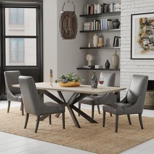 Crossings - Rectangular Dining Table With 4 Upholstered Chairs - Natural & Dark Gray