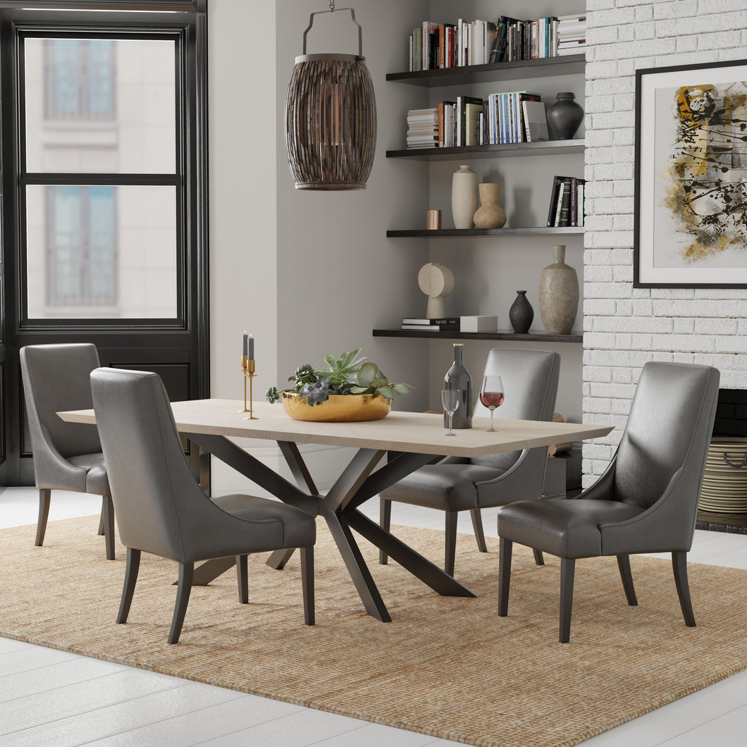 Crossings - Rectangular Dining Table With 4 Upholstered Chairs - Natural & Dark Gray