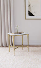 Load image into Gallery viewer, Baldwin - Rectangular Marble Top Side Table - White And Gold