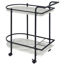 Load image into Gallery viewer, Desiree - 2-Tier Faux Marble Shelf Metal Bar Cart