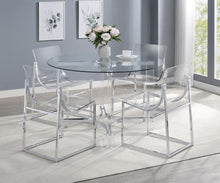 Load image into Gallery viewer, Keeling - 5 Piece Round Glass Top Acrylic Dining Set - Chrome