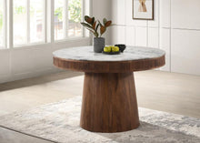 Load image into Gallery viewer, Ortega - Round Marble Top Wood Dining Table - Natural