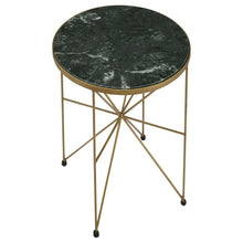 Load image into Gallery viewer, Eliska - Round Green Marble Top Accent Side Table - Antique Gold