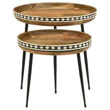 Load image into Gallery viewer, Ollie - 2 Piece Solid Wood Bone Inlay Nesting Table - Natural