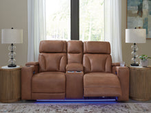 Load image into Gallery viewer, Clean-Slate - Caramel - Power Reclining Loveseat With Console / Adj Headrest