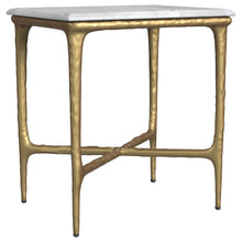 Load image into Gallery viewer, Baldwin - Rectangular Marble Top Side Table - White And Gold