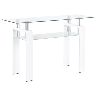 Dyer - Rectangular Glass Top Entryway Sofa Console Table - White