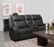 Load image into Gallery viewer, Raelynn - Upholstered Track Arm Motion Loveseat - Gray