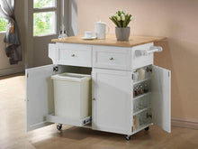 Load image into Gallery viewer, Jalen - 3 Door Mobile Kitchen Cart - Natural Brown And White