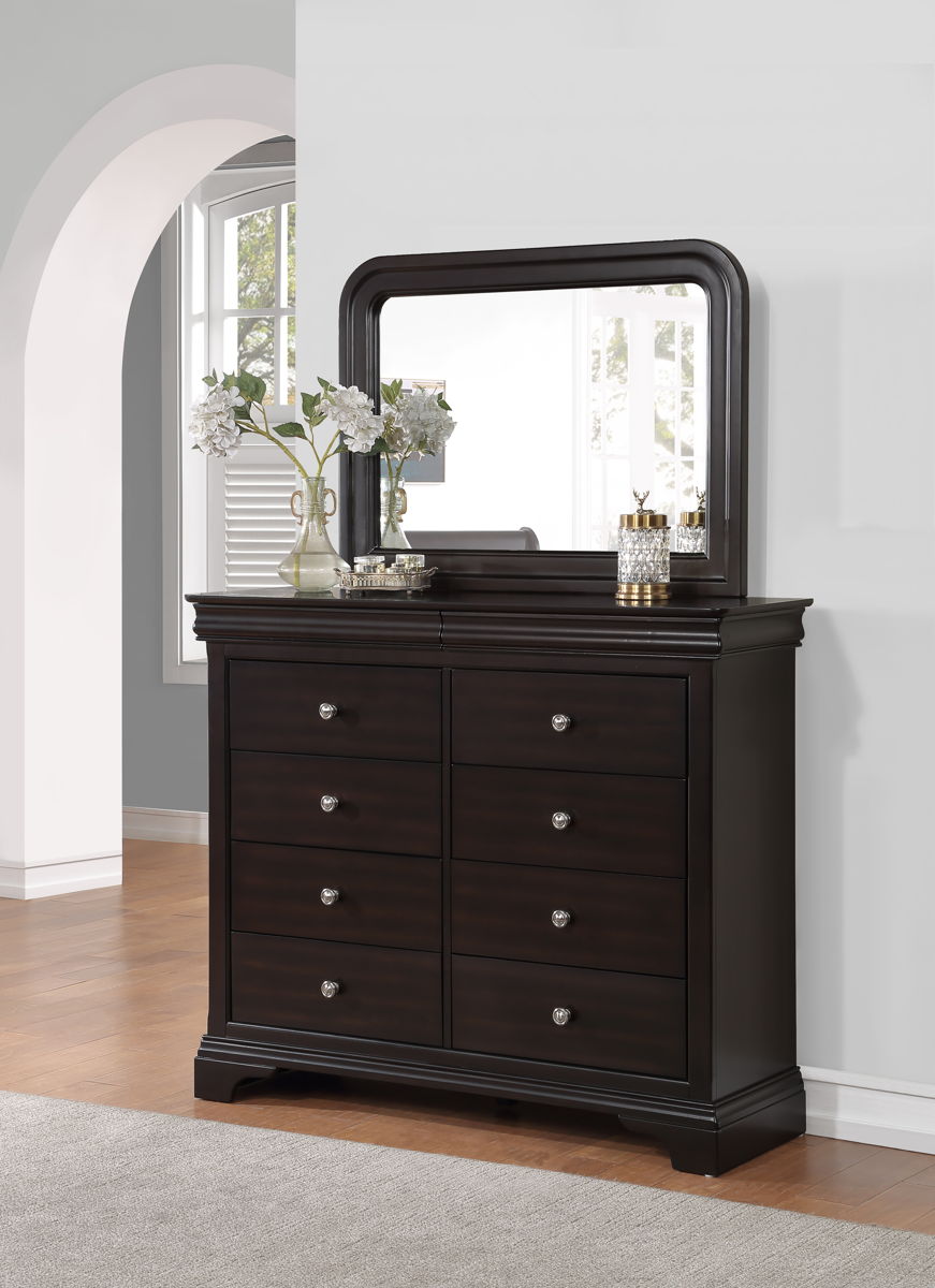 Dominique - 2 Piece Dresser And Mirror - Dark Brown AMERICAN FURNITURE GALLERIES Dominique - 2 Piece Dresser And Mirror - Dark Brown AMERICAN FURNITURE GALLERIES