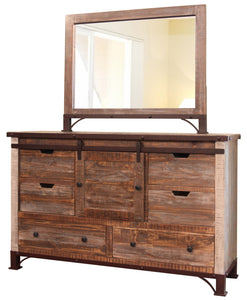 Antique - Dresser With 6 Drawer / 1 Door - Multicolor