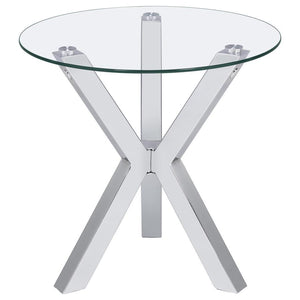 Kenzie - Round Tempered Glass Top End Side Table - Chrome