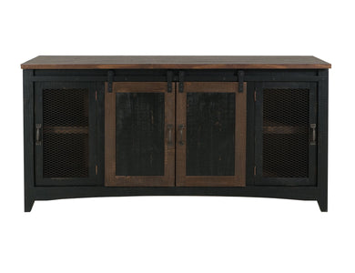 Pueblo Black - TV Stand / Console / Wall Unit - Black / Medium Brown