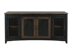 Pueblo Black - TV Stand / Console / Wall Unit - Black / Medium Brown