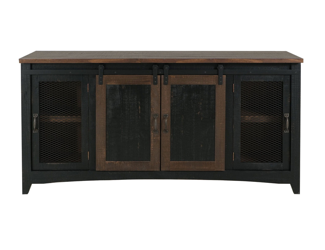 Pueblo Black - TV Stand / Console / Wall Unit - Black / Medium Brown