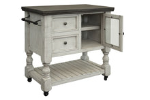 Load image into Gallery viewer, Stone - Kitchen Island With 2 Drawer / 1 Glass Door - Antiqued Ivory / Weathered Gray